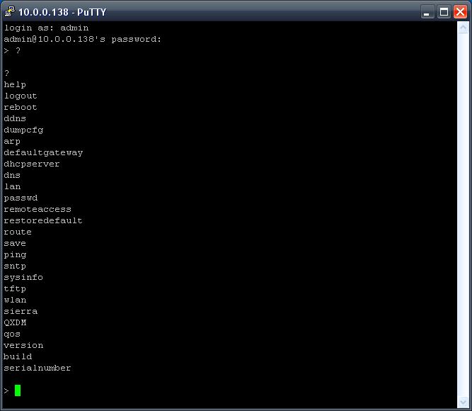 List ocommands in the 3G9WT's Command Line Interface 3G9WT command line interface