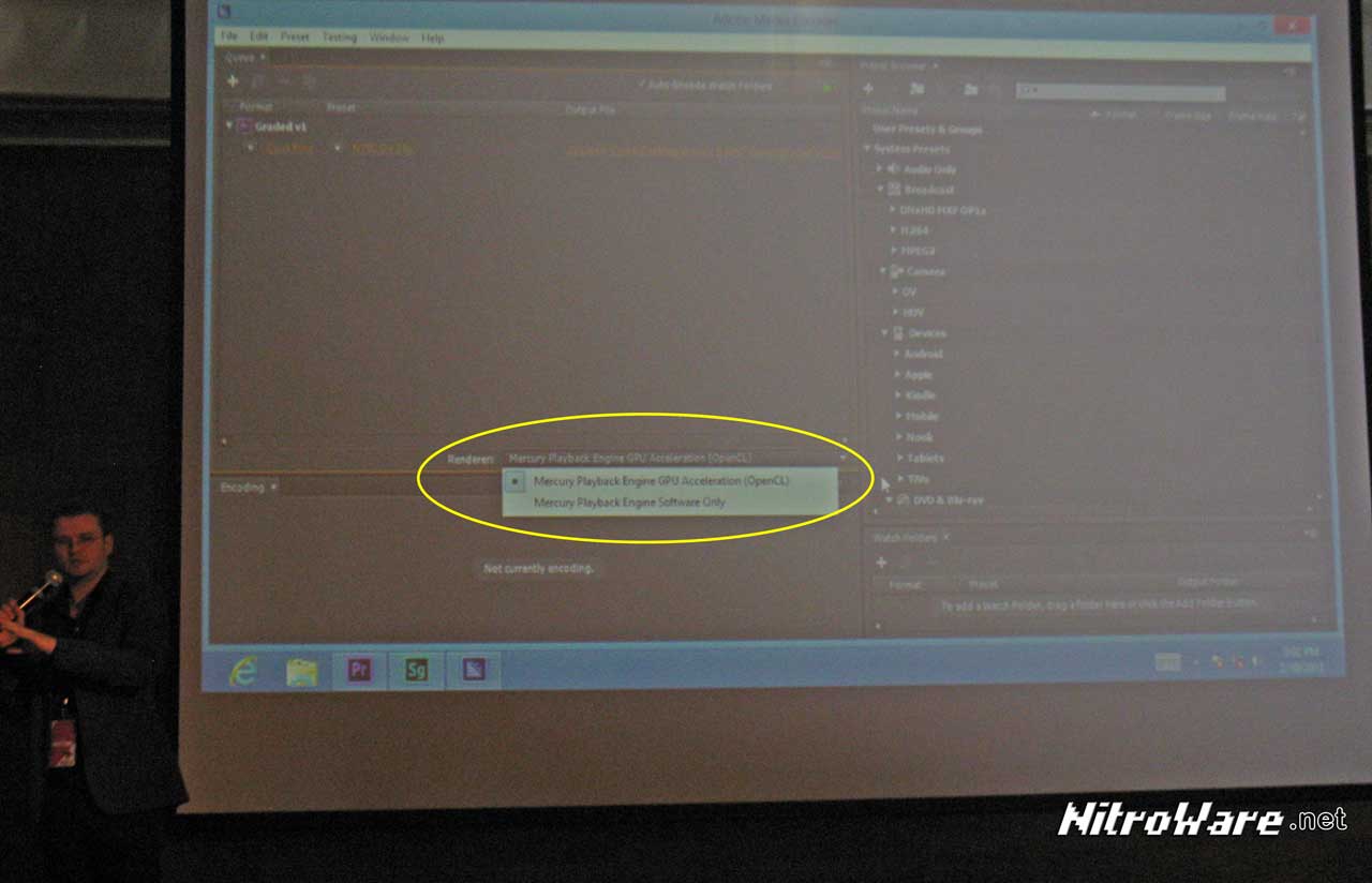 Adobe Premiere Pro and its Media Encoder tool was one of the first members of Creative Suite/Creative Cloud to support GPU acceleration. Originally with CUDA support in the Mercury video engine, Adobe is now migrating its software to universal OpenCL which can be supported on AMD, INTEL and NVIDIA GPU. ADOBE MEDIA ENCODER PREMIERE PRO CC OPENCL