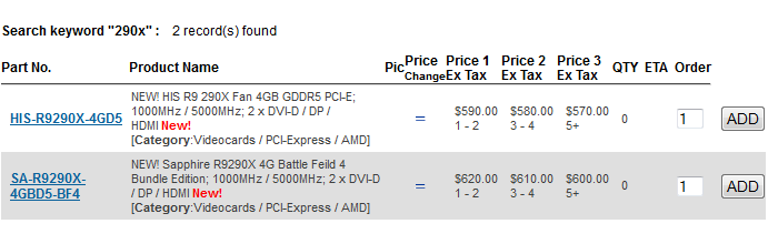290X reseller pricing and stock from an AU distributor as of 24-October 290x australia stock