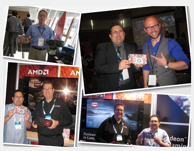 Our 2003 Radeon 9800 Pro has been making the rounds in 2013 at the amazement of vendors. Clockwise, Steve Choy from SAPPHIRE (whose parent PC Partner likely made the 9800...); with Robert Hallock, AMD Radeon Global PR and finally with Peter Chambers, AMD ANZ Country Manager. AMD GPU14 Launch Sydney Australia