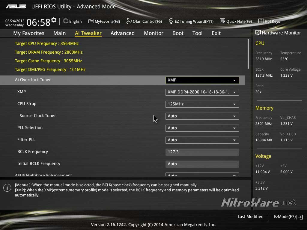 Unlike Intel's Z series chipsets, to run high speed DD4 Haswell-E and now Broadwell-E overclock slightly. For DDR4-2800, 127.3 BCLK is used, resulting in a slightly overclocked CPU speed of 3564MHz. This extra 64MHz DOES skew CPU limited benchmarks and games by a few frames. asus x99 ddr4-2800 bclk and strap