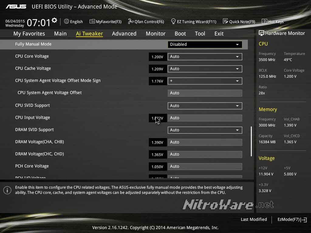 ASUS X99-A/USB 3.1 Transfer Express BIOS Voltage Tuning settings ASUS X99-A/USB 3.1 Transfer Express BIOS Voltage Tuning settings