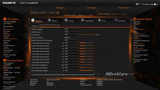 Gigabyte X99-Gaming G1 BIOS - Per-Core Ratio tuning Gigabyte X99-Gaming G1 BIOS - Per-Core Ratio tuning