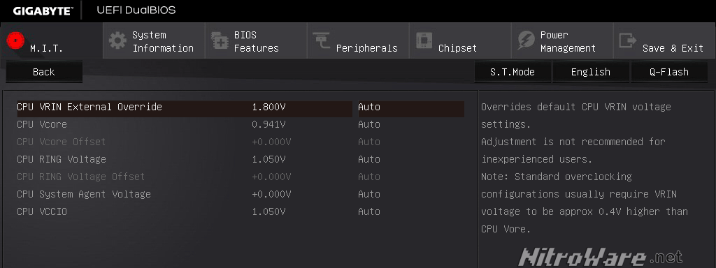 Gigabyte X99 Gaming-G1 BIOS Voltage Tuning settings Gigabyte X99 Gaming-G1 BIOS Voltage Tuning settings