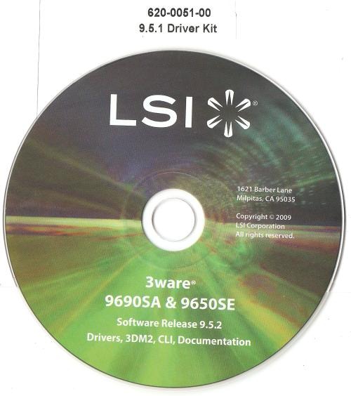 Actual LSI Driver/Support CD for RAID card. Also provided is a support disc for VMware ESXi 3ware CD