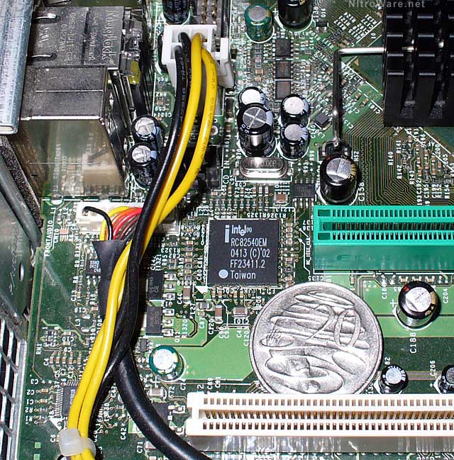 Intel® 82540EM Gigabit Ethernet Controller - 2004. The TBGA Chip Packaging measures 15mmx15mm, compared with an Australian 20 cent coin for size comparsion purposes. This highly integrated design incorpated both the MAC and PHY layers of the networking stack and used the PCI bus. http://www.intel.com/design/network/products/lan/controllers/82540.htm Intel® 82540EM Gigabit Ethernet Controller - 2004. Compared with an Australian 20 cent coin, the Chip's TBGA packaging measures 15mm x 15mm. This highly integrated design incorpated both the MAC and PHY layers of the networking stack and used the PCI bus. http://www.intel.com/design/network/products/lan/controllers/82540.htm