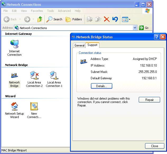 Windows XP Network Bridging - After Windows XP Network Bridging - After