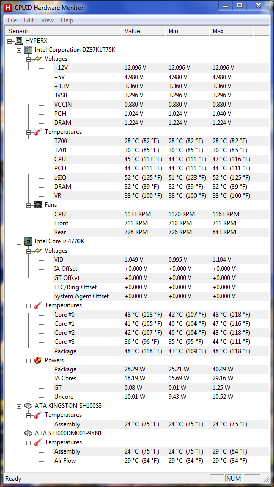 4770K HyperPi single thread temps and power. Once 84W TDP is exceeded, the platform turns off Turbo and reverts to 3.5GHz Haswell i7-4770K Single thread