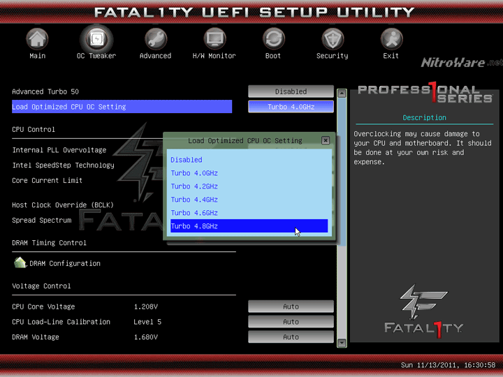 Board such as this Z68 Fatality from ASRock offered switches to 'easily' overclock CPU such as i7-2600k Core i7-2600K Z68 Asrock BIOS overclock