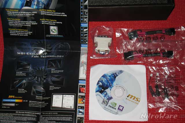 Poster, Manual, CD, DVI-VGA adapter, two 6pin to 8pin adapters, three V-Check adapters GTX 760 HAWK Bundle