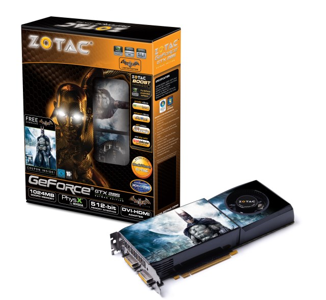 Zotac GeForce GTX 285 Batman Arkham Asylum Limited Edition (900 pieces). 2009. Zotac NVIDIA GeForce GTX 285 Batman Arkham Asylum Graphics Card