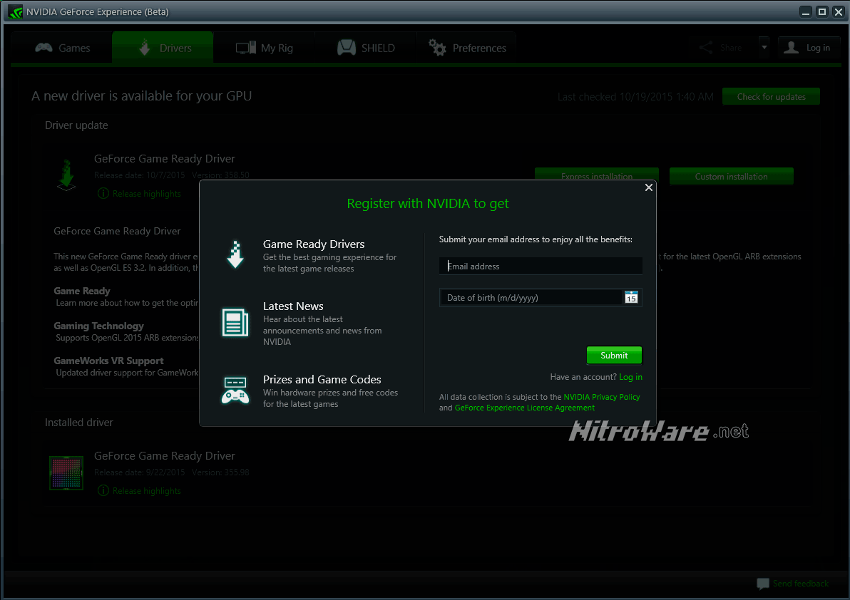 Simply installing GeForce Experience 2.7.2 will activate the ‘driver gate’, however game-ready drivers should still be posted to GeForce.com until December’s changeover. geforce experience 2.7.2 drivergate