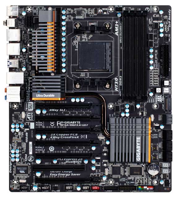 Gigabyte 990FXA-UD7 Motherboard. Image: Gigabyte