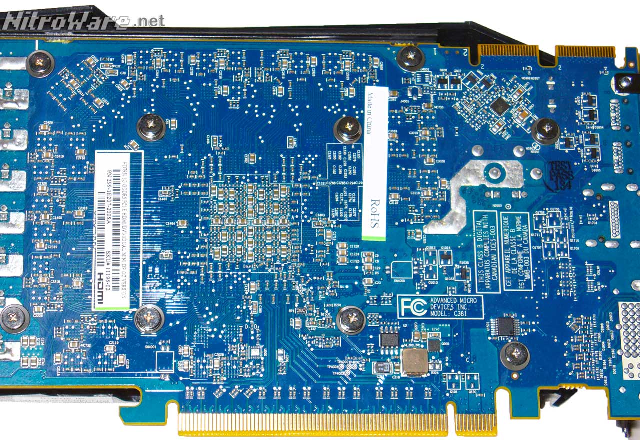 Sapphire HD 7950 OC card, Reference PCB back side