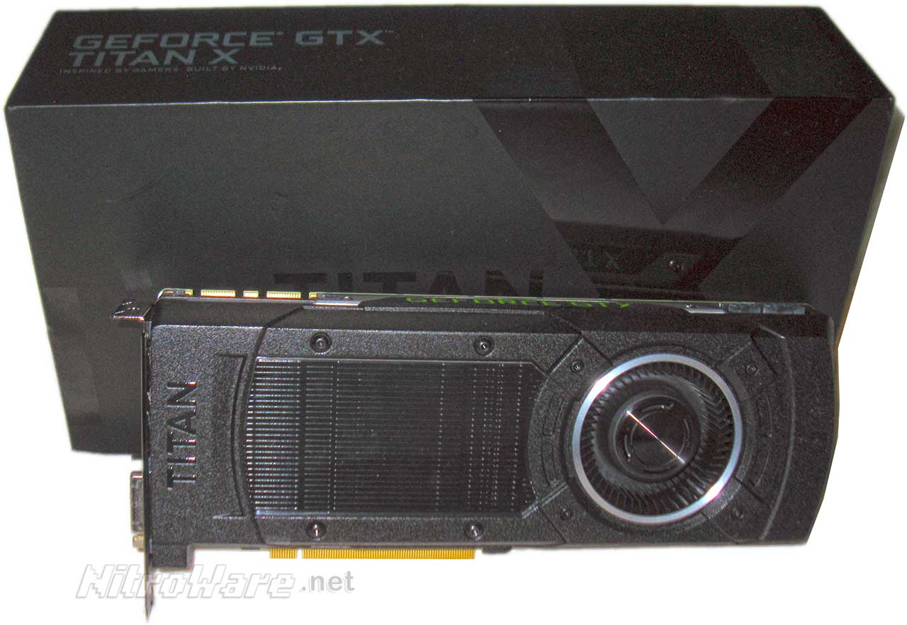 GEFORCE GTX TITAN X board and box. NVIDIA changed the direction of their TITAN GPU brand starting with this Maxwell based generation. titan x maxwell board and box