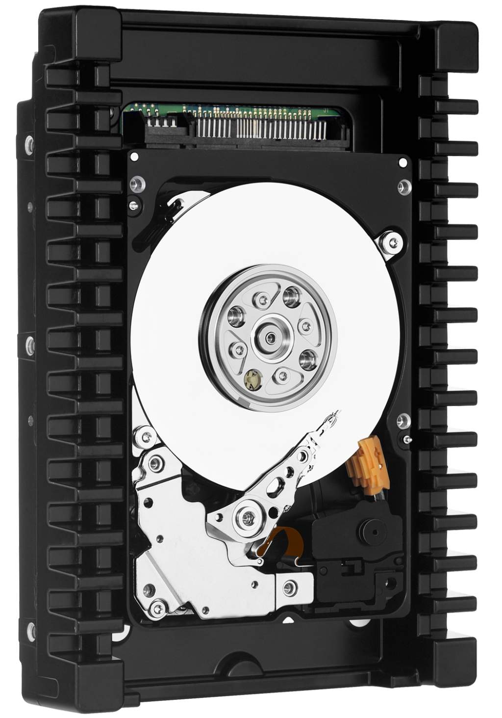 WD VelociRaptor, showing the 2.5 drive itself mounted in its fixed 'Icepack' heatsink. Source: WD